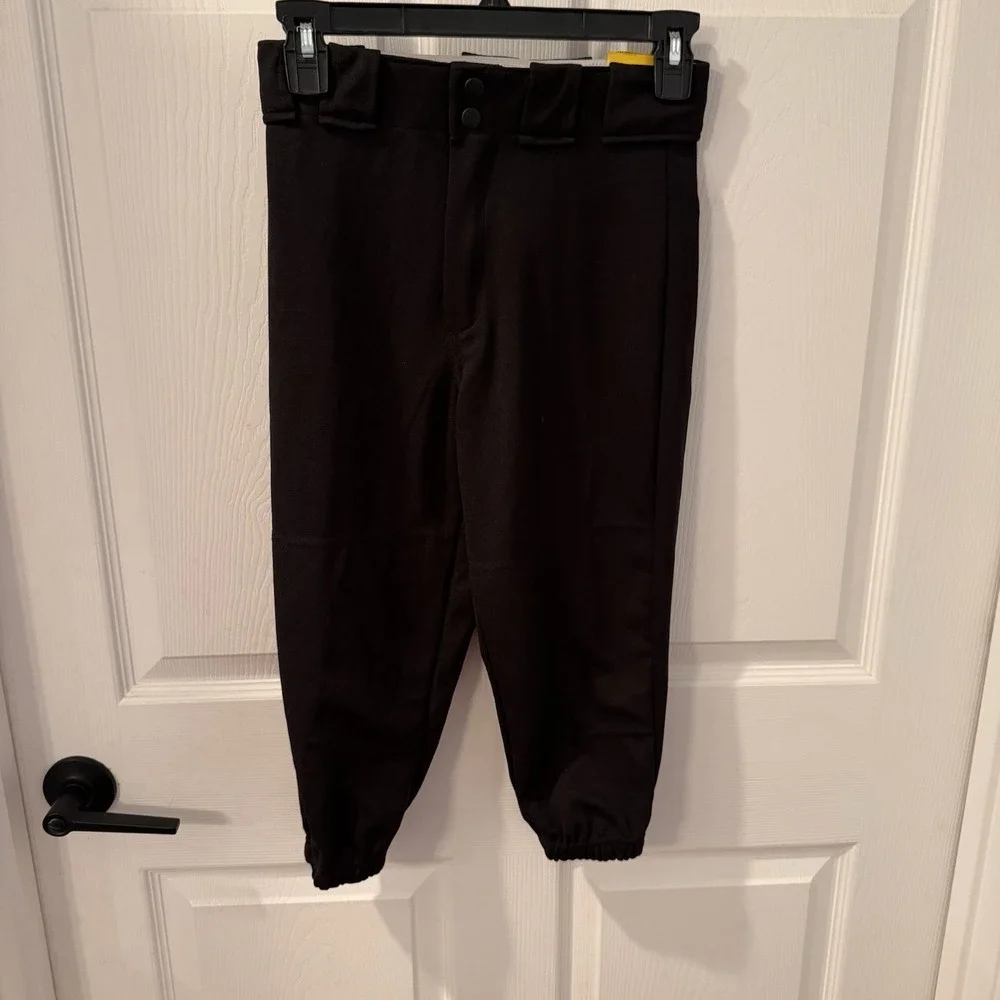 NEW Rawlings Youth Baseball Pants SZ M Belt Loops Black Elastic Softball Sports‎